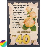 Leseni napis za 40 let - Rože Rumene